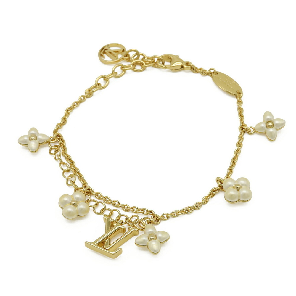 LOUIS VUITTON Gold Monogram Charm Bracelet